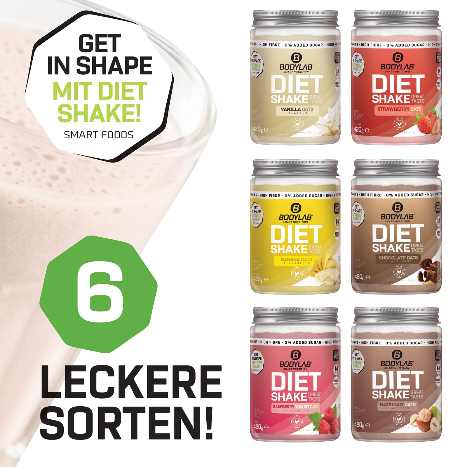 2 x Diet Shake + Flavour Drops und Shaker