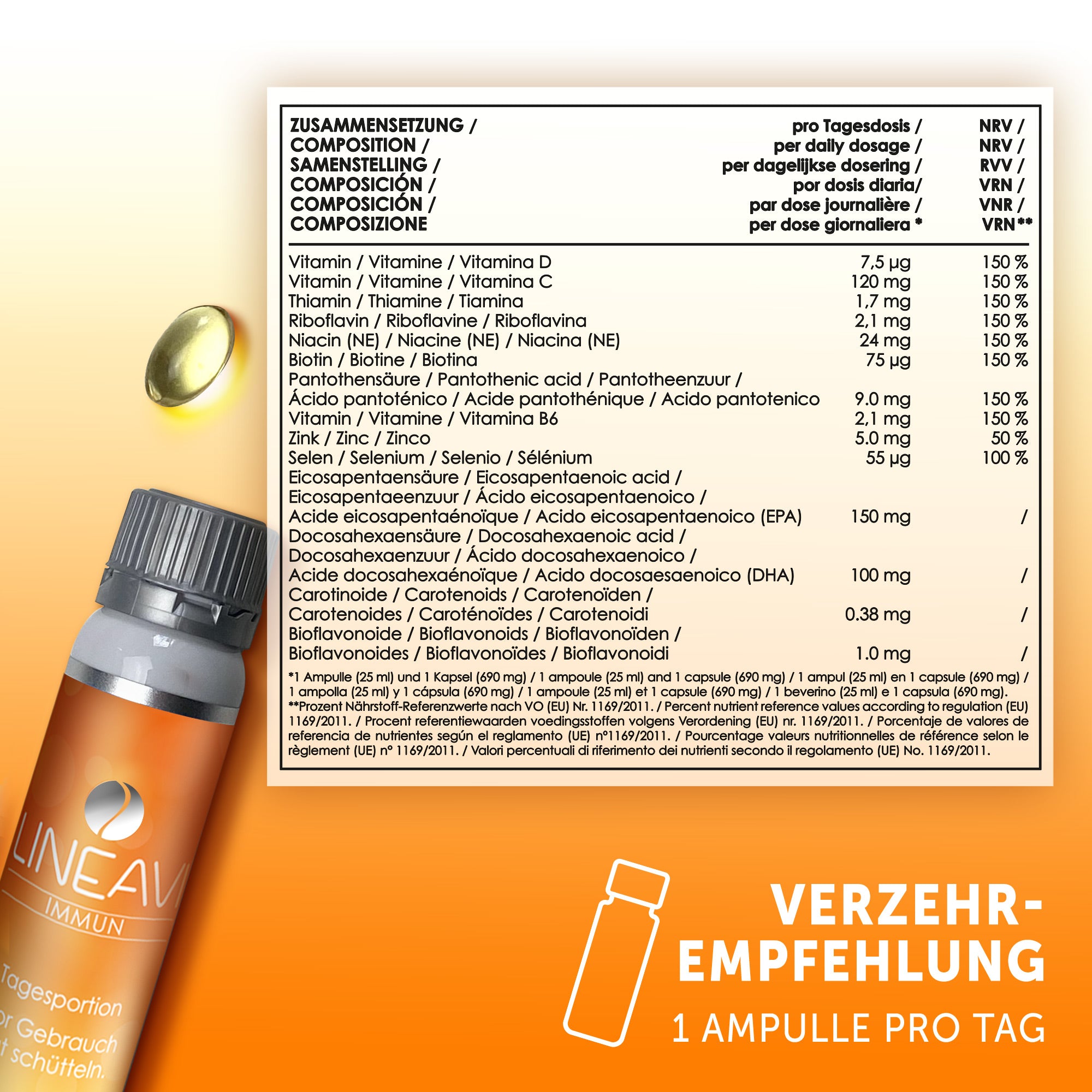 LINEAVI Immun (30x25ml Trinkfläschchen + 30 Omega 3 Kapseln)