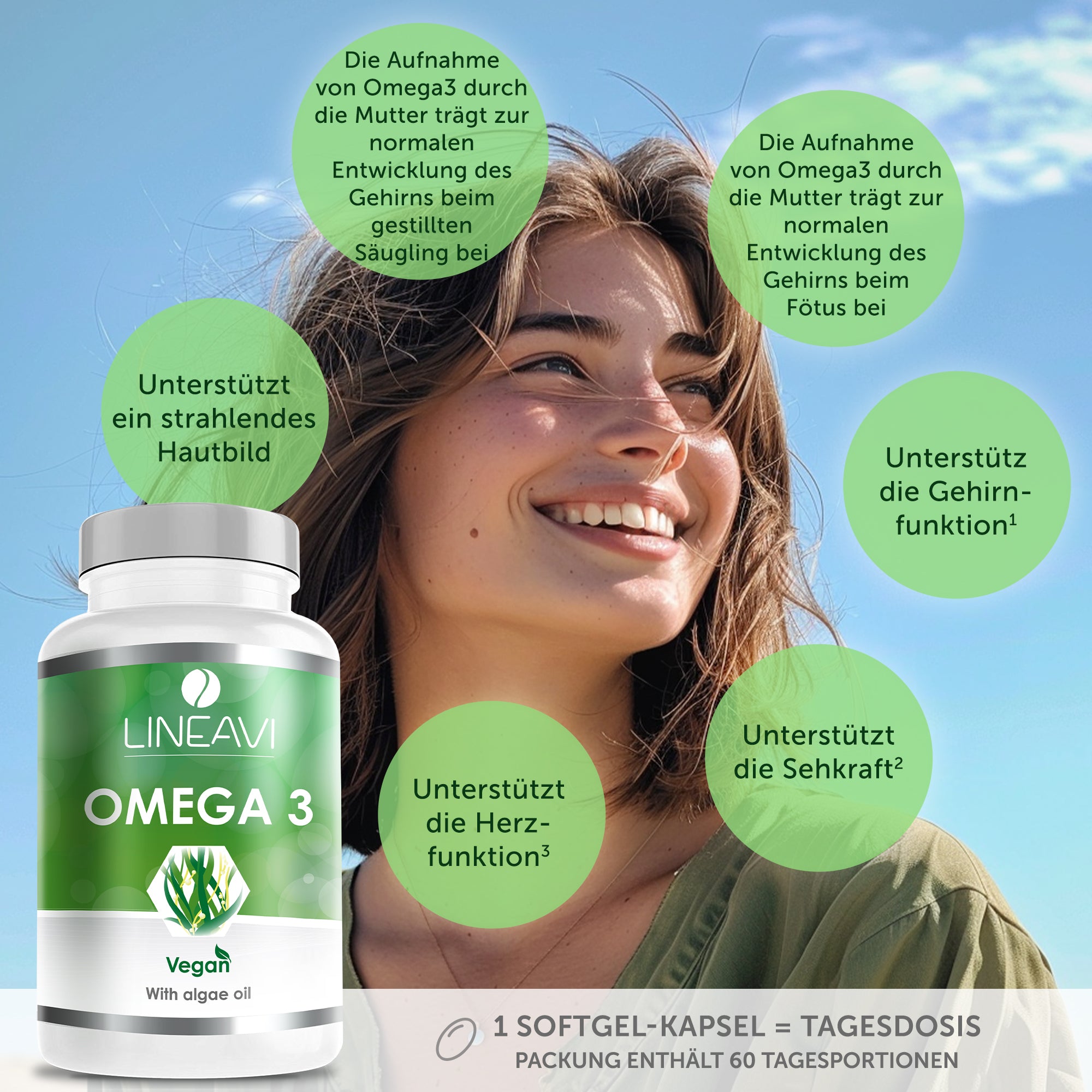 LINEAVI Omega 3 Vegan (60 Kapseln)