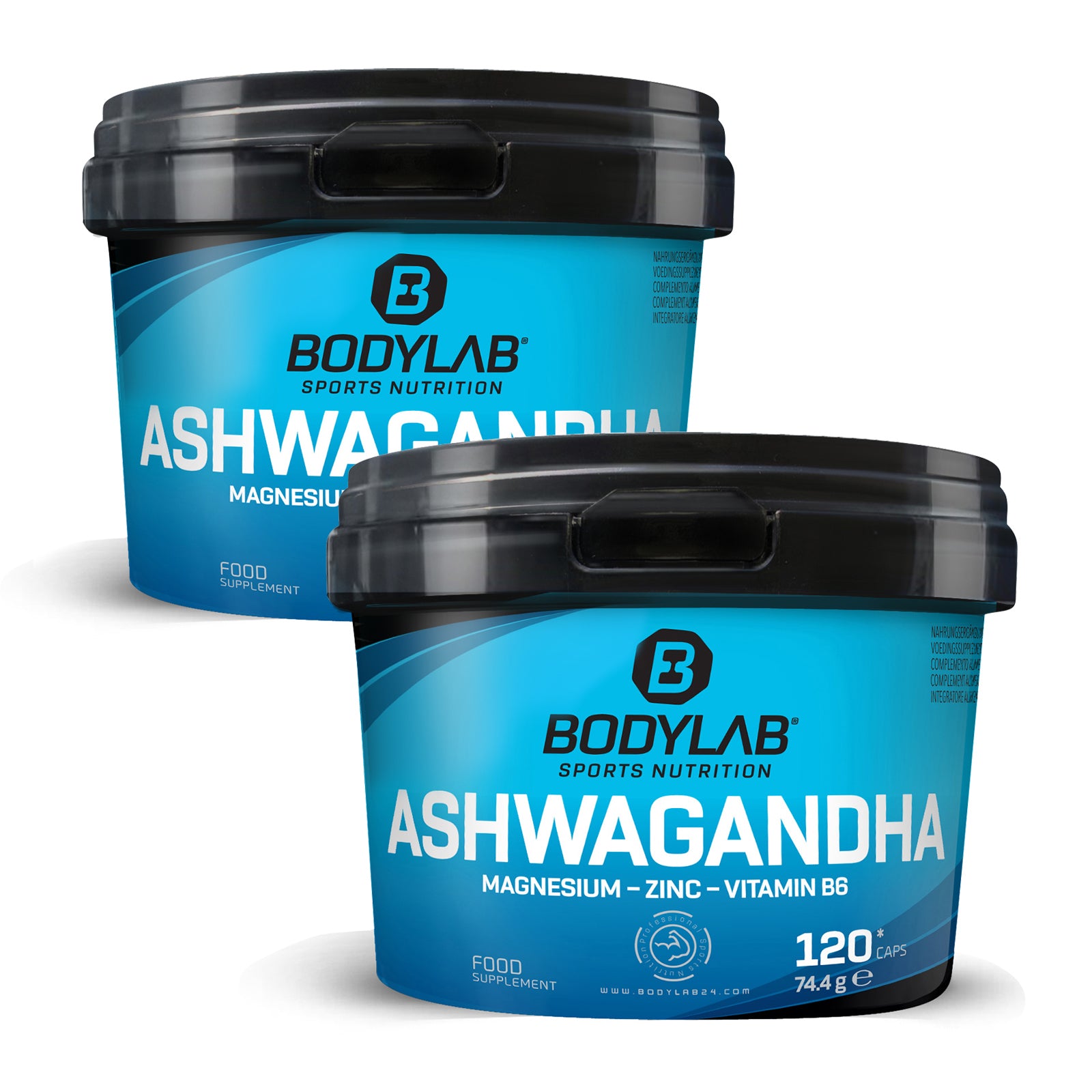 2 x Bodylab Ashwagandha + Magnesium - Zinc - Vitamin B6 (je 120 Kapseln)