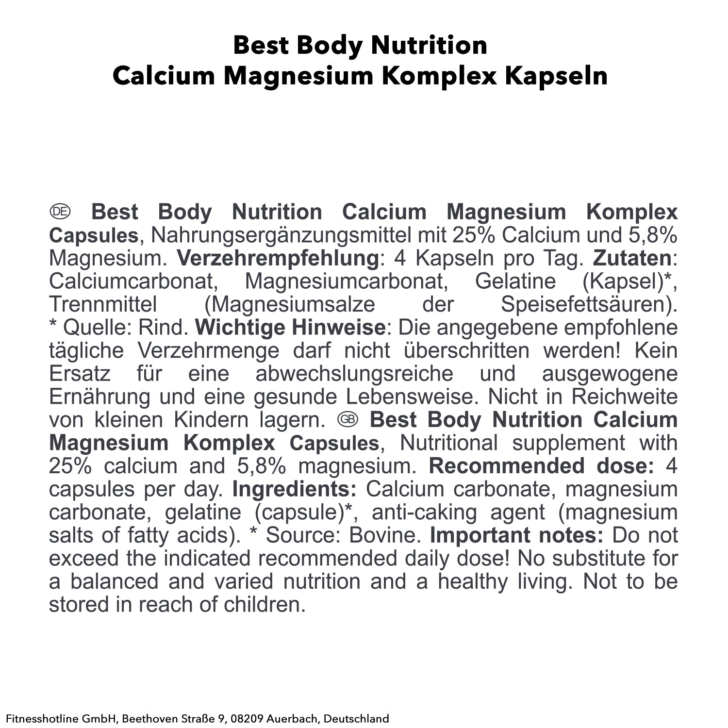 Calcium Magnesium (100 Kapseln)