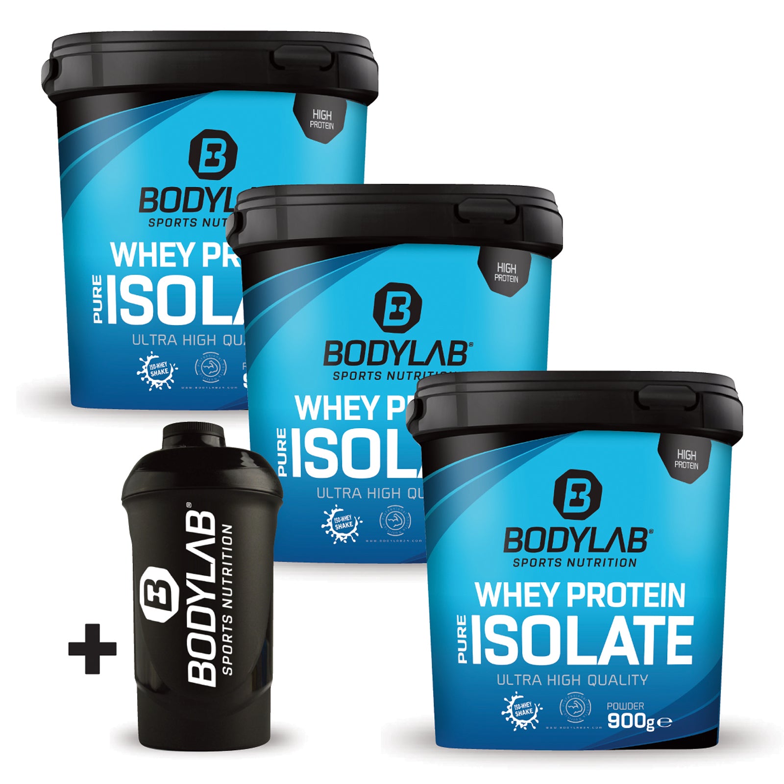 3 x Whey Protein Isolat (je 900g) + Shaker