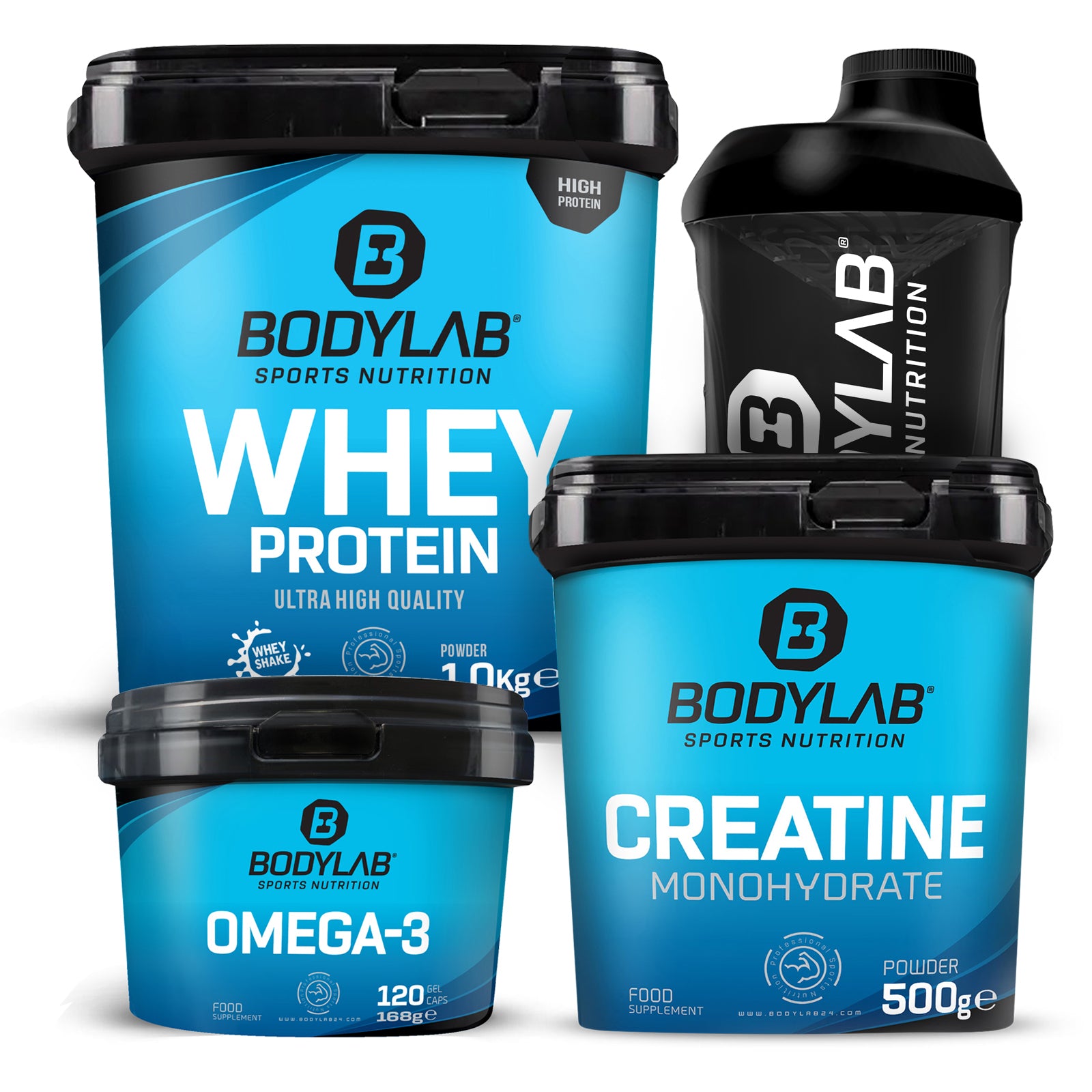 GYM-DEAL 2 - Whey + Creatine Powder + Omega-3 und Shaker