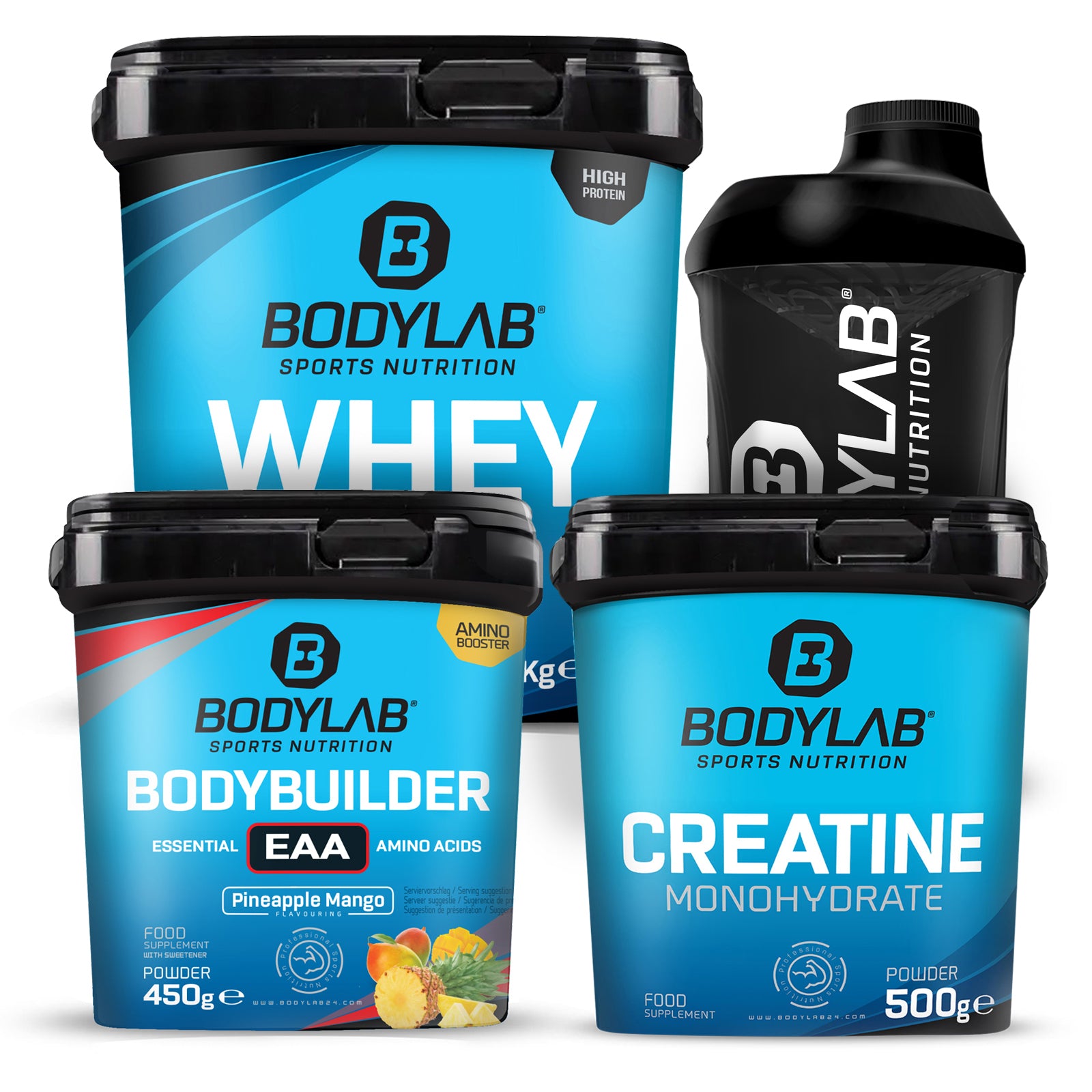 GYM-DEAL 3 - Whey + Creatine Powder + Bodybuilder EAA und Shaker