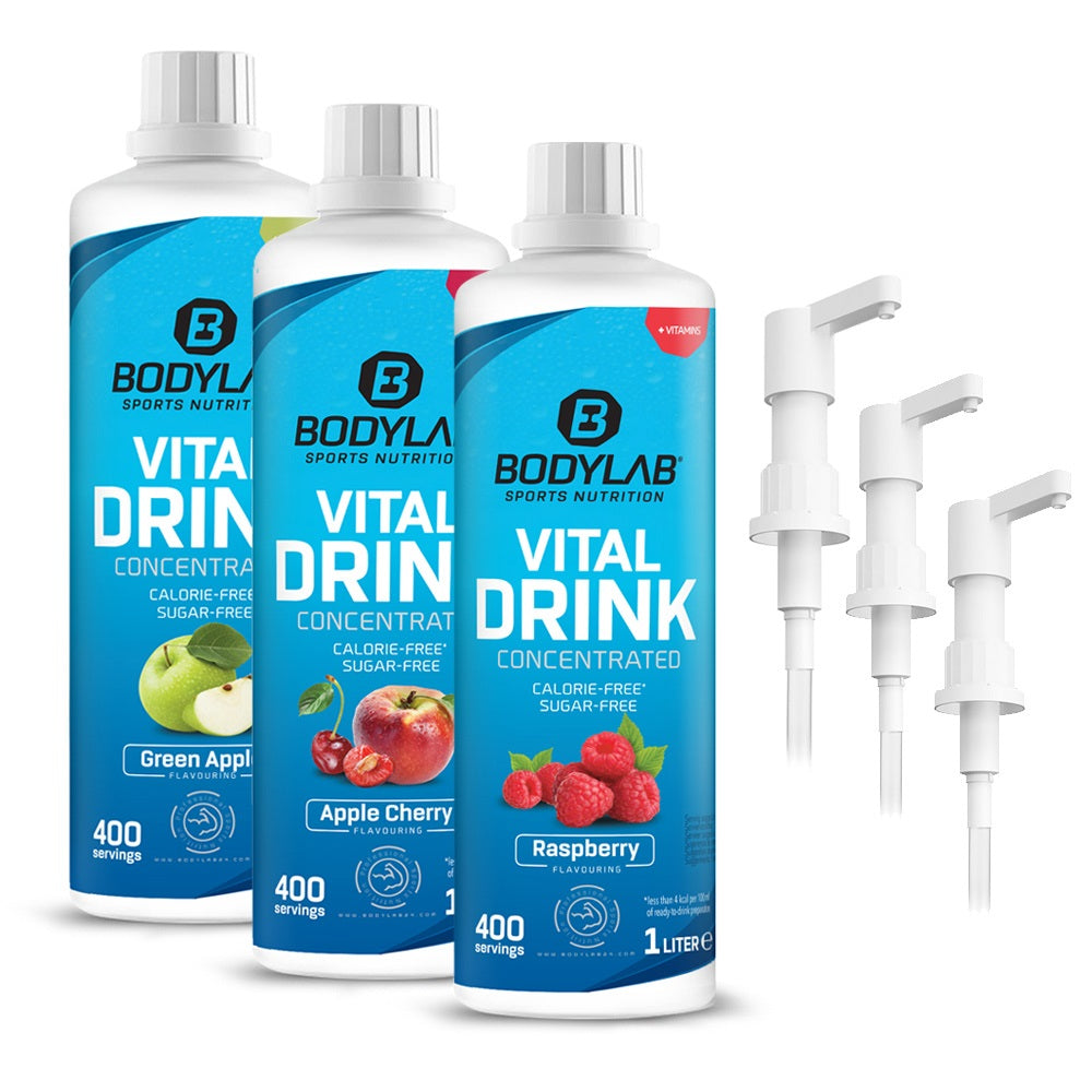 3 x Vital Zero Drink (je 1000ml) + 3 x Dosierpumpe/-spender