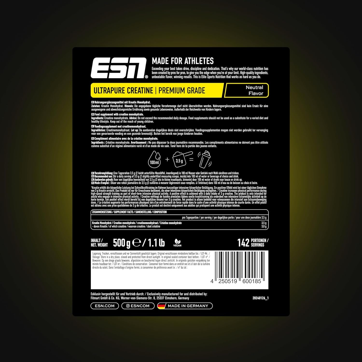 ESN Ultrapure Creatine Monohydrate (500g)