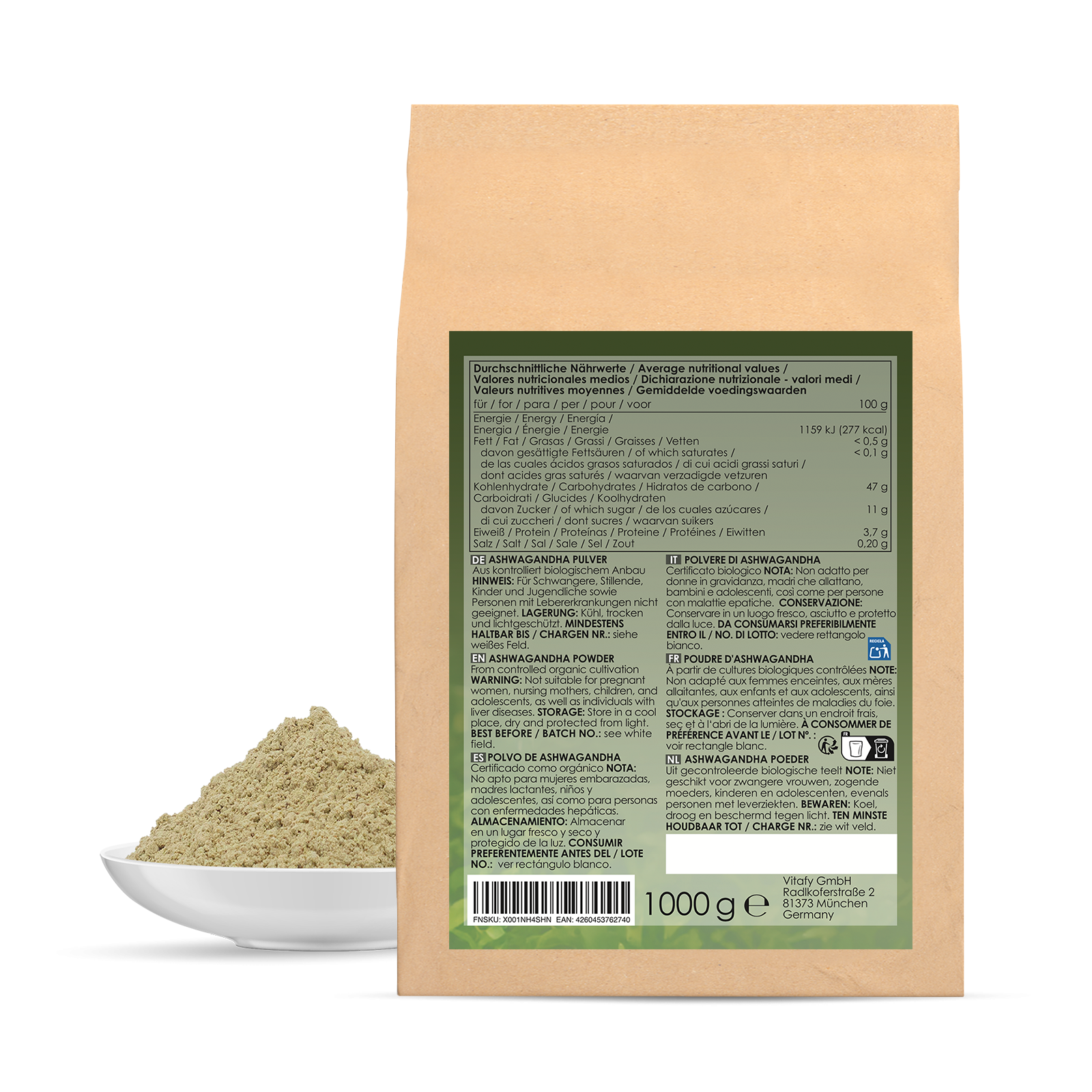 LINEAVI Ashwagandhapulver bio (1000g)