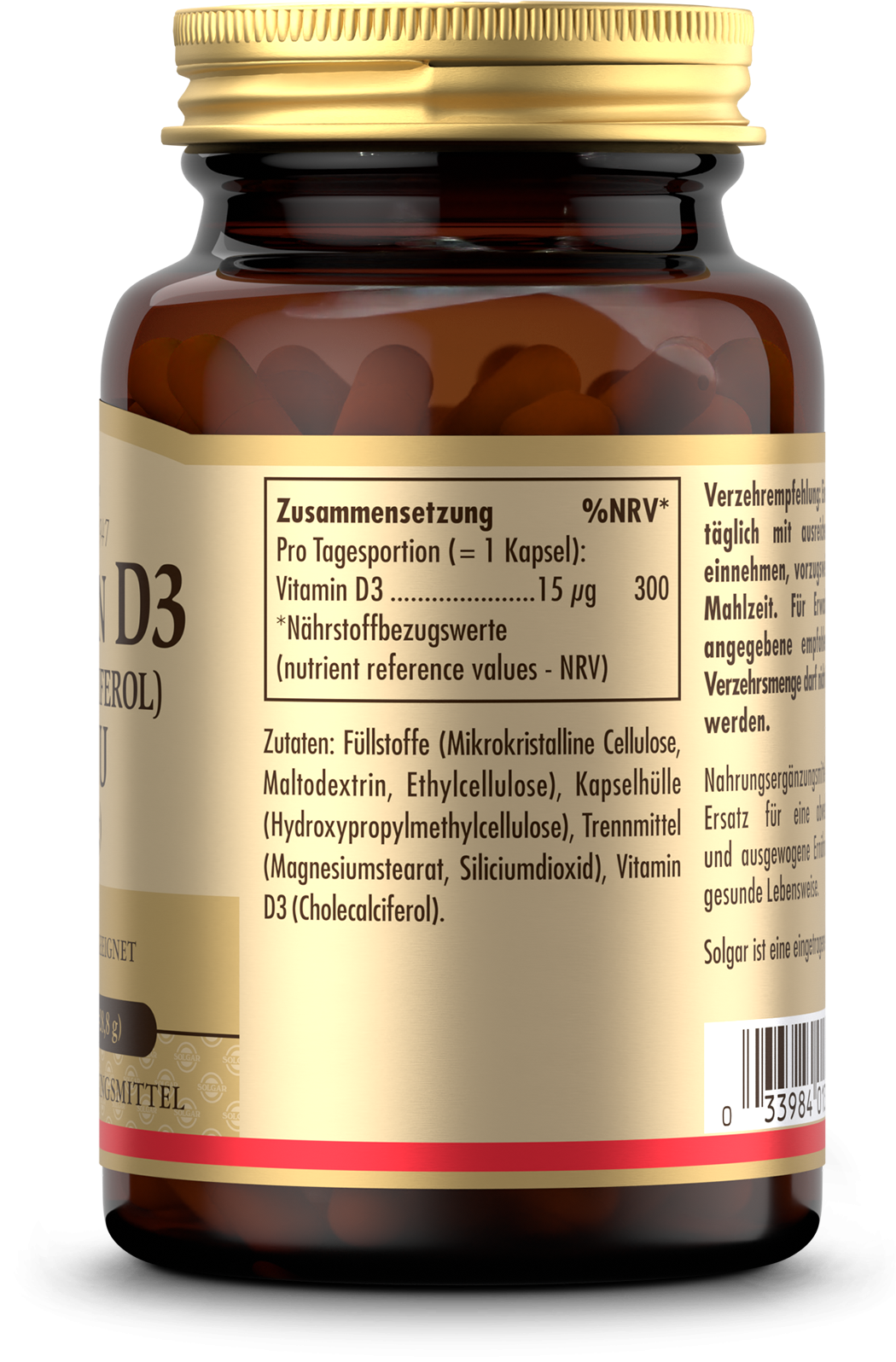 Vitamin D3 600 IU (120 Kapseln)